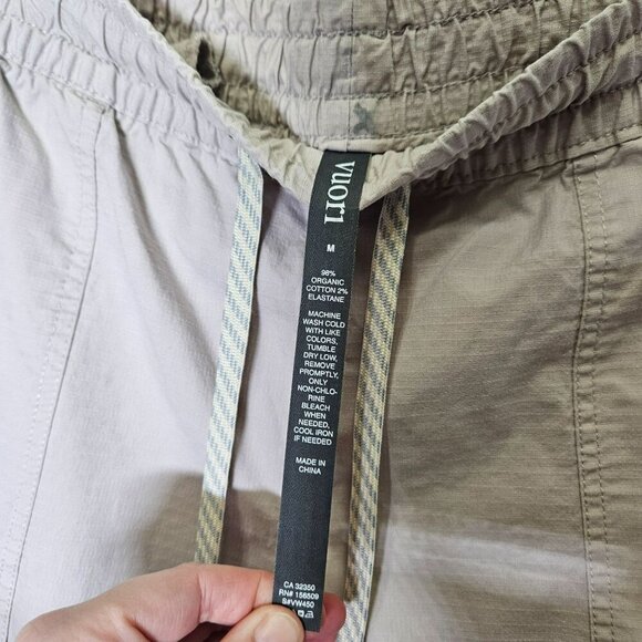 Vuori Womens Rip Stop Organic Cotton Elastic Waist Pants M Beige Cuffed Hem Gorp - Picture 3 of 11